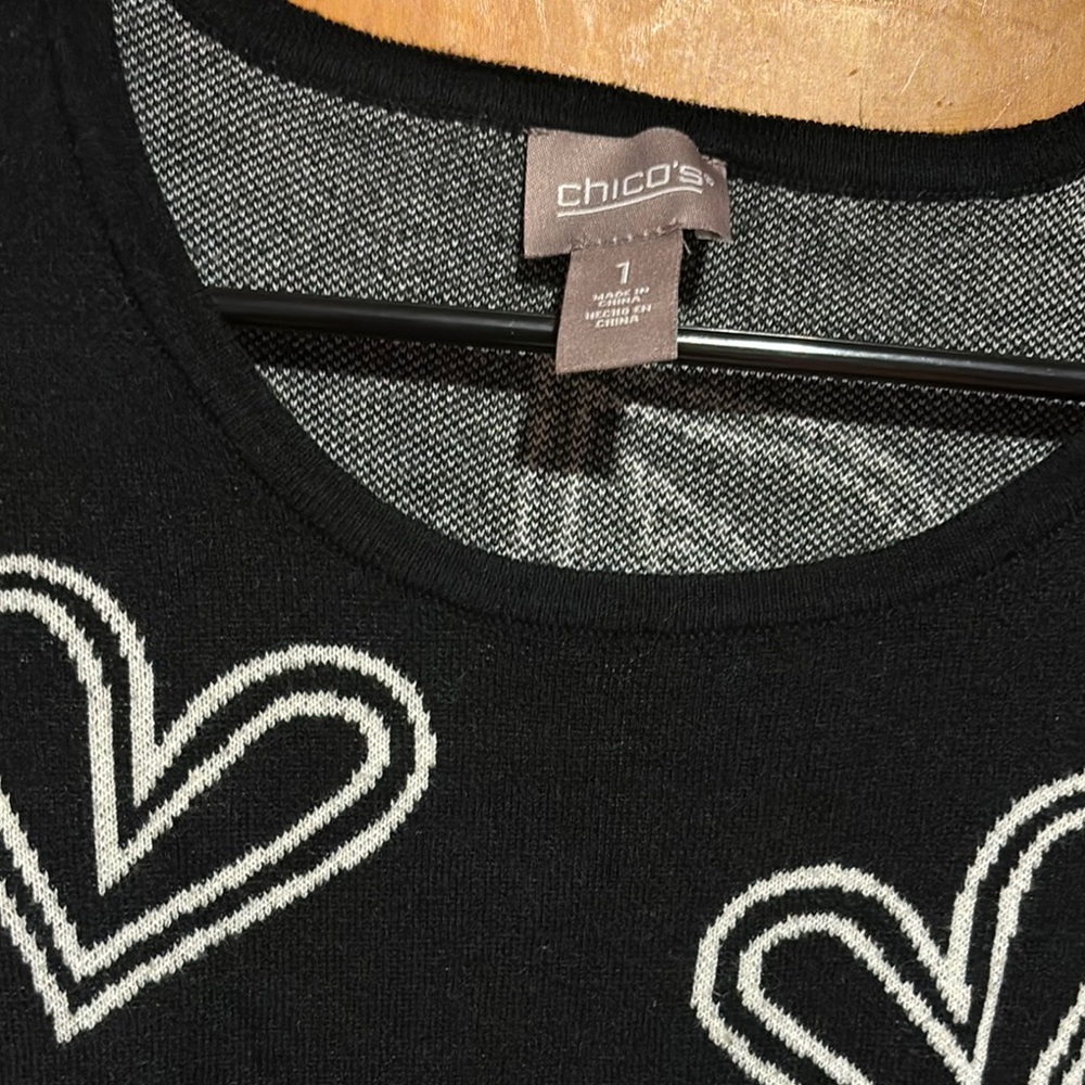 Chico's Black and White Heart Sweater